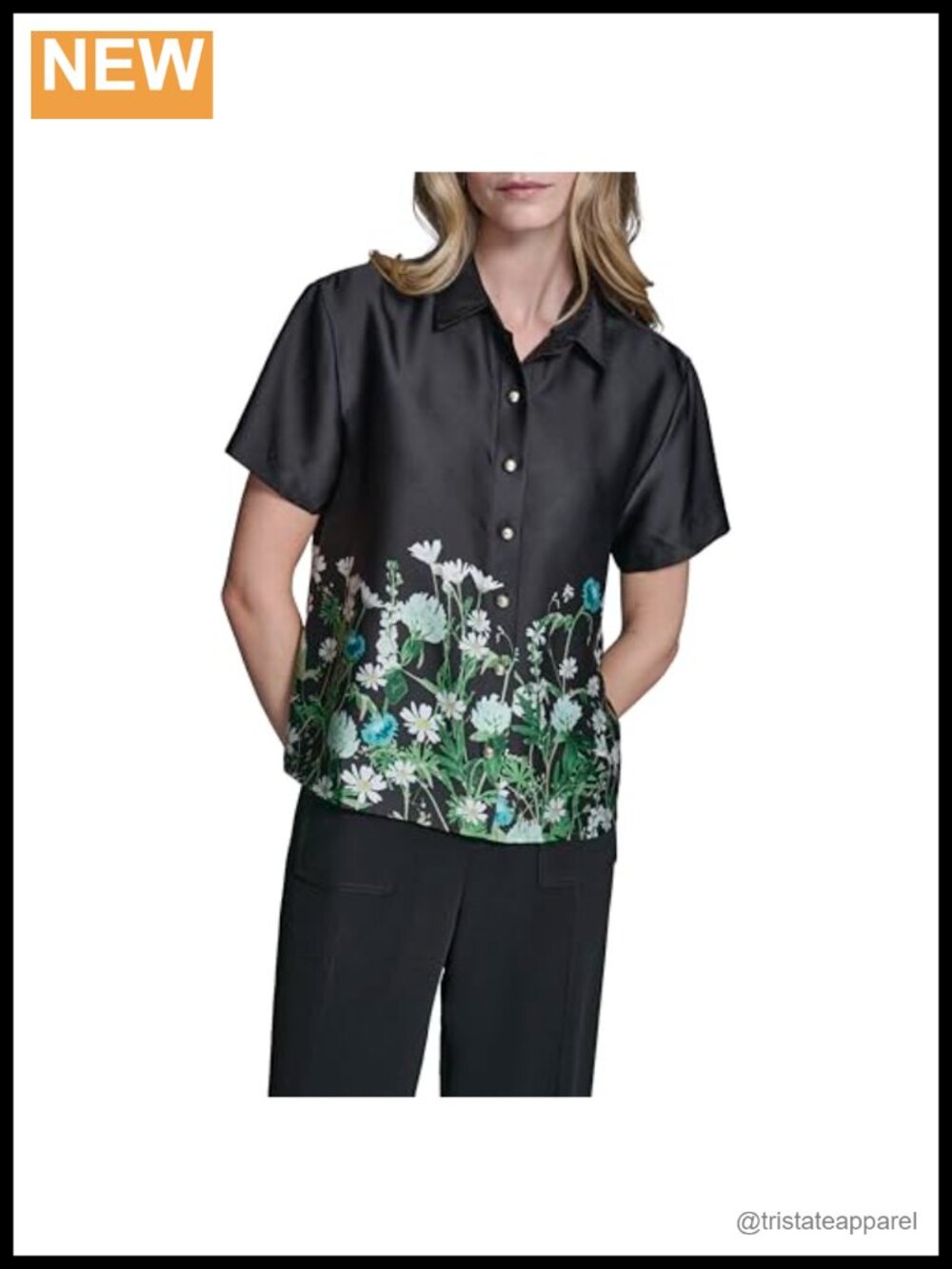 Silk-like Floral Camp Shirt Women's Casual Short Sleeve